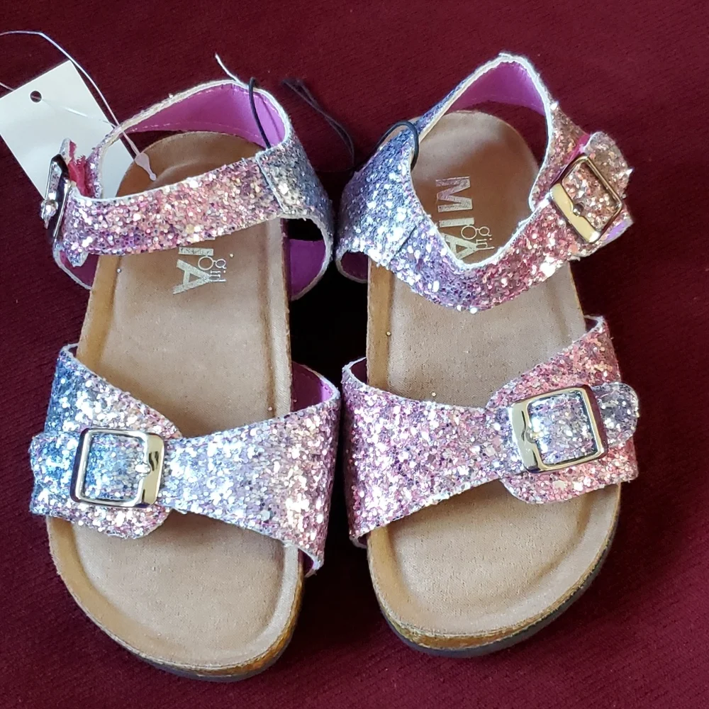 3 pair Toddler Girls Shoes Water Shoes Flip Flops Glitter Sandals Size 7/8 NWT - Picture 8 of 10